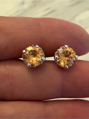 Sterling Silver Citrine Stud Earrings